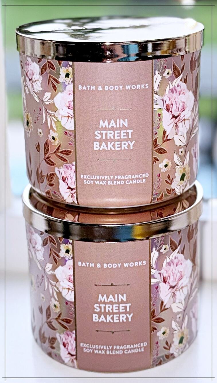 Lot of 2 Bath & Body Works Main Street Bakery Scented Large 3-Wick Candle 14.5oz